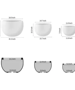 KANTE 20 in., 16 in. and 12 in. W Pure White Concrete Round Elegant Planters (Set of 3), Outdoor Indoor Modern Planter Pots -Vigoro sales Store pure white kante plant pots rc0049abc c80011 1f 1000