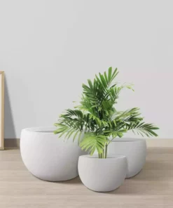 KANTE 20 in., 16 in. and 12 in. W Pure White Concrete Round Elegant Planters (Set of 3), Outdoor Indoor Modern Planter Pots -Vigoro sales Store pure white kante plant pots rc0049abc c80011 4f 1000