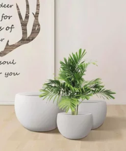 KANTE 20 in., 16 in. and 12 in. W Pure White Concrete Round Elegant Planters (Set of 3), Outdoor Indoor Modern Planter Pots -Vigoro sales Store pure white kante plant pots rc0049abc c80011 c3 1000