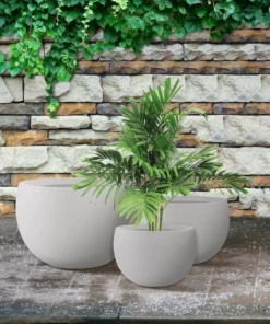 KANTE 20 in., 16 in. and 12 in. W Pure White Concrete Round Elegant Planters (Set of 3), Outdoor Indoor Modern Planter Pots -Vigoro sales Store pure white kante plant pots rc0049abc c80011 fa 1000