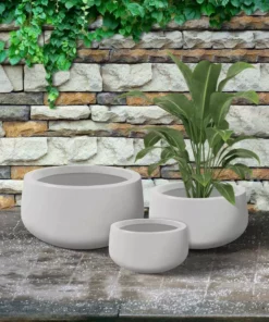 KANTE 19.6 in., 15.7 in. & 11.8 in. W Round Pure White Concrete Elegant Planters Set of 3, Outdoor Indoor w/Drainage Holes 17 KANTE 19.6 in., 15.7 in. & 11.8 in. W Round Pure White Concrete Elegant Planters Set of 3, Outdoor Indoor w/Drainage Holes -Vigoro sales Store pure white kante plant pots rc0051abc c80011 76 1000