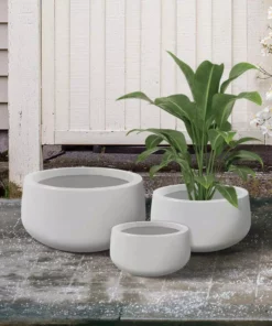 KANTE 19.6 in., 15.7 in. & 11.8 in. W Round Pure White Concrete Elegant Planters Set of 3, Outdoor Indoor w/Drainage Holes 16 KANTE 19.6 in., 15.7 in. & 11.8 in. W Round Pure White Concrete Elegant Planters Set of 3, Outdoor Indoor w/Drainage Holes -Vigoro sales Store pure white kante plant pots rc0051abc c80011 fa 1000