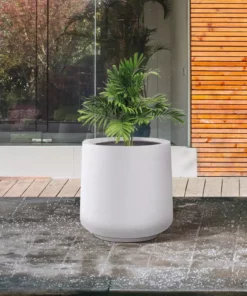 KANTE 17.3 in. H Round Pure White Concrete Planter, Outdoor Indoor Large Planter Pots Containers with Drainage Holes -Vigoro sales Store pure white kante plant pots rf2015022b c80011 1f 1000