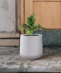 KANTE 17.3 in. H Round Pure White Concrete Planter, Outdoor Indoor Large Planter Pots Containers with Drainage Holes -Vigoro sales Store pure white kante plant pots rf2015022b c80011 44 1000