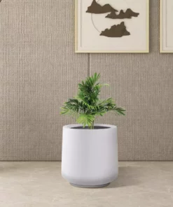 KANTE 17.3 in. H Round Pure White Concrete Planter, Outdoor Indoor Large Planter Pots Containers with Drainage Holes -Vigoro sales Store pure white kante plant pots rf2015022b c80011 66 1000