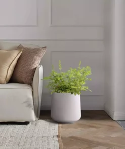 KANTE 13.4 in. H Pure White Tuliped Round Concrete Planter, Outdoor Indoor Large Planter Pots, Containers with Drainage Holes -Vigoro sales Store pure white kante plant pots rf2015022c c80011 1f 1000