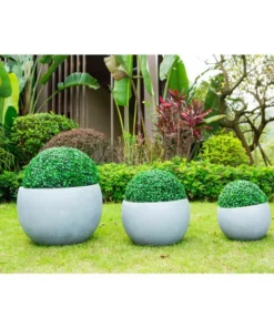 KANTE 20 in., 16 in. and 12 in. W Round Slate Gray Concrete/Fiberglass Indoor Outdoor Elegant Bowl Planters (Set of 3) -Vigoro sales Store slate gray kante plant pots osc0049abc c60611 4f 1000