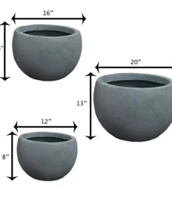 KANTE 20 in., 16 in. and 12 in. W Round Slate Gray Concrete/Fiberglass Indoor Outdoor Elegant Bowl Planters (Set of 3) -Vigoro sales Store slate gray kante plant pots osc0049abc c60611 d4 1000