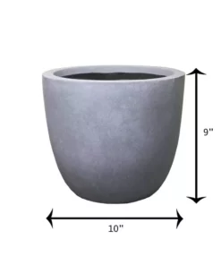 KANTE 10 in. W Round Slate Gray Concrete/Fiberglass Indoor Outdoor Elegant Planter -Vigoro sales Store slate gray kante plant pots osc0050a c60611 31 1000