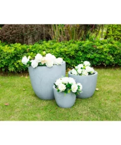 KANTE 18", 14" and 10"W Round Slate Gray Lightweight Concrete/Fiberglass Indoor Outdoor Elegant Seamless Planters (Set of 3) 16 KANTE 18", 14" and 10"W Round Slate Gray Lightweight Concrete/Fiberglass Indoor Outdoor Elegant Seamless Planters (Set of 3) -Vigoro sales Store slate gray kante plant pots osc0050abc c60611 44 1000