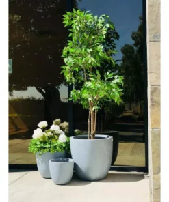 KANTE 18", 14" and 10"W Round Slate Gray Lightweight Concrete/Fiberglass Indoor Outdoor Elegant Seamless Planters (Set of 3) 14 KANTE 18", 14" and 10"W Round Slate Gray Lightweight Concrete/Fiberglass Indoor Outdoor Elegant Seamless Planters (Set of 3) -Vigoro sales Store slate gray kante plant pots osc0050abc c60611 4f 1000