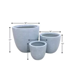 KANTE 18", 14" and 10"W Round Slate Gray Lightweight Concrete/Fiberglass Indoor Outdoor Elegant Seamless Planters (Set of 3) 19 KANTE 18", 14" and 10"W Round Slate Gray Lightweight Concrete/Fiberglass Indoor Outdoor Elegant Seamless Planters (Set of 3) -Vigoro sales Store slate gray kante plant pots osc0050abc c60611 d4 1000