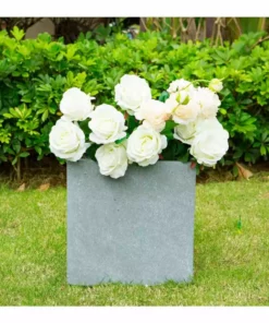 KANTE 10 in. W Square Slate Gray Lightweight Concrete/Fiberglass Indoor Outdoor Modern Elegant Planter -Vigoro sales Store slate gray kante plant pots osf0001a c60611 4f 1000