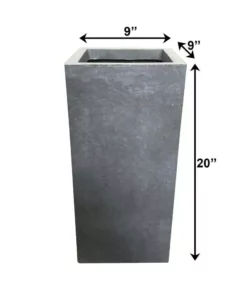 KANTE 20 in. H Square Slate Gray Lightweight Concrete/Fiberglass Indoor Outdoor Elegant Tall Planter -Vigoro sales Store slate gray kante plant pots osf0002a c60611 fa 1000