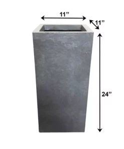 KANTE 24 in. H Square Slate Gray Concrete/Fiberglass Indoor Outdoor Elegant Tall Planter -Vigoro sales Store slate gray kante plant pots osf0002b c60611 fa 1000
