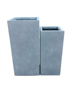 KANTE 28 in. and 24 in. H Square Slate Gray Concrete/Fiberglass Indoor Outdoor Modern Seamless Tall Planters (Set of 2) -Vigoro sales Store slate gray kante plant pots osf0002bc c60611 c3 1000
