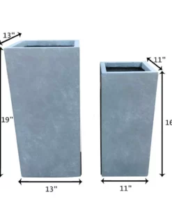 KANTE 19 in. and 16 in. H Square Slate Gray Concrete/Fiberglass Indoor Outdoor Modern Seamless Planters -Vigoro sales Store slate gray kante plant pots osf0007bc c60611 1f 1000