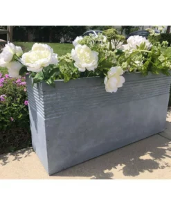 KANTE 31.5 in. L Rectangular Slate Gray Concrete/Fiberglass Indoor Outdoor Modern Elegant Planter -Vigoro sales Store slate gray kante plant pots osf0131b c60611 1f 1000