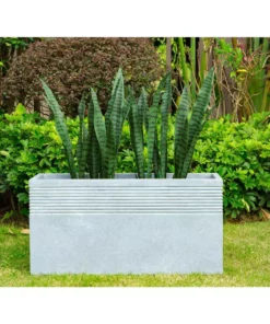 KANTE 31.5 in. L Rectangular Slate Gray Concrete/Fiberglass Indoor Outdoor Modern Elegant Planter -Vigoro sales Store slate gray kante plant pots osf0131b c60611 44 1000