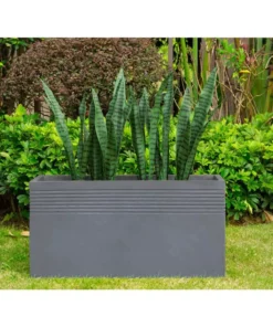 KANTE 31.5 in. L Rectangular Slate Gray Concrete/Fiberglass Indoor Outdoor Modern Elegant Planter