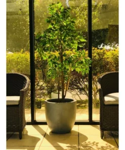 KANTE 9 in. Tall Slate Gray Lightweight Concrete Modern Outdoor Round Planter -Vigoro sales Store slate gray kante plant pots rc0050a c60611 4f 1000