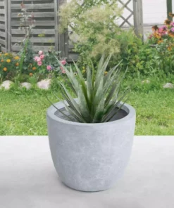 KANTE 12 in. Tall Slate Gray Lightweight Concrete Round Modern Outdoor Planter -Vigoro sales Store slate gray kante plant pots rc0050b c60611 1f 1000
