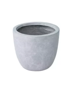 KANTE 12 in. Tall Slate Gray Lightweight Concrete Round Modern Outdoor Planter