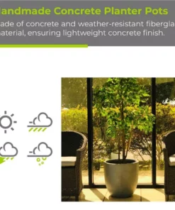 KANTE 12 in. Tall Slate Gray Lightweight Concrete Round Modern Outdoor Planter -Vigoro sales Store slate gray kante plant pots rc0050b c60611 fa 1000