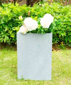 KANTE Small 13 in. Tall Slate Gray Lightweight Concrete Square Outdoor Planter -Vigoro sales Store slate gray kante plant pots rf0007a c60611 c3 1000