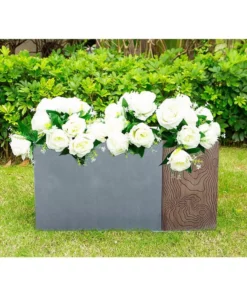 KANTE 31 in. L Rectangular Timber Ridge Concrete/Fiberglass Indoor Outdoor Elegant Long Planter