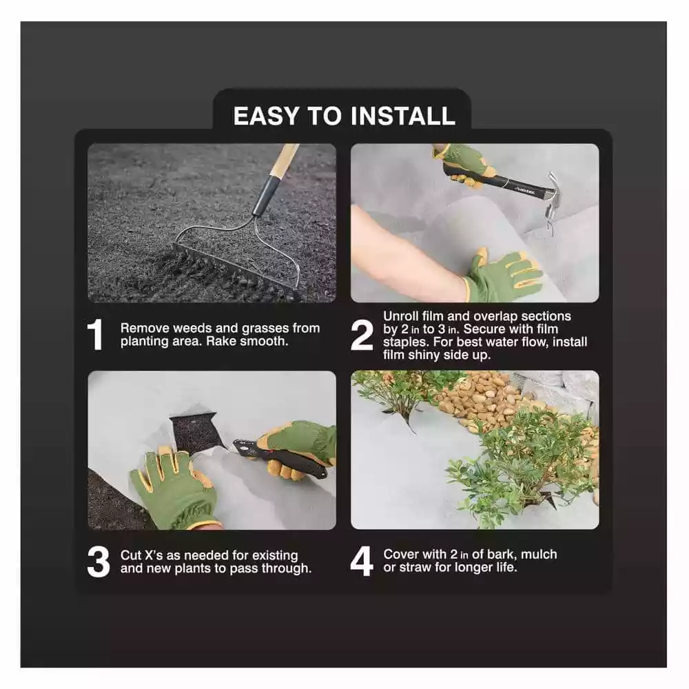 Vigoro 6 ft. x 100 ft. 2 oz. Black Flatbond (Non-Woven) Weed Barrier 7 Vigoro 6 ft. x 100 ft. 2 oz. Black Flatbond (Non-Woven) Weed Barrier - Image 5