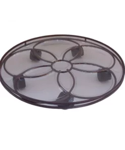 Vigoro 17 in. x 17 in. x 2.8 in. Silver Metal Plant Caddy