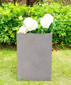KANTE 19 in. H Square Weathered Concrete/Fiberglass Indoor Outdoor Modern Seamless Planter