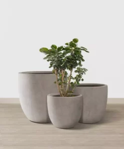 KANTE 20", 16.5" & 13.3"W Round Weathered Finish Concrete Planters Set of 3, Outdoor Indoor w/Drainage Hole & Rubber Plug -Vigoro sales Store weathered concrete kante plant pots rc0152bcd c80021 2 44 1000
