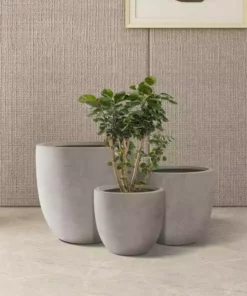 KANTE 20", 16.5" & 13.3"W Round Weathered Finish Concrete Planters Set of 3, Outdoor Indoor w/Drainage Hole & Rubber Plug -Vigoro sales Store weathered concrete kante plant pots rc0152bcd c80021 2 4f 1000