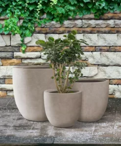 KANTE 22.4", 20.4" and 18.1"H Round Weathered Finish Concrete Planters Set of 3, Outdoor Indoor w/Drainage Hole & Rubber Plug -Vigoro sales Store weathered concrete kante plant pots rc0153bcd c80021 2 31 1000