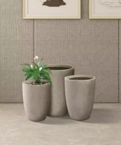 KANTE 22.4", 20.4" and 18.1"H Round Weathered Finish Concrete Planters Set of 3, Outdoor Indoor w/Drainage Hole & Rubber Plug -Vigoro sales Store weathered concrete kante plant pots rc0153bcd c80021 2 44 1000