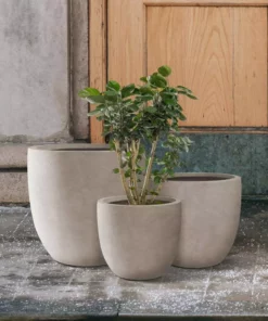 KANTE 22.4", 20.4" and 18.1"H Round Weathered Finish Concrete Planters Set of 3, Outdoor Indoor w/Drainage Hole & Rubber Plug -Vigoro sales Store weathered concrete kante plant pots rc0153bcd c80021 2 66 1000