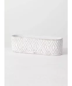 SULLIVANS White Diamond Pattern Cement Double Planter
