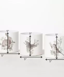 SULLIVANS Spring Print Decorative Pots - Set of 3 -Vigoro sales Store white sullivans plant pots cmt1199 44 1000